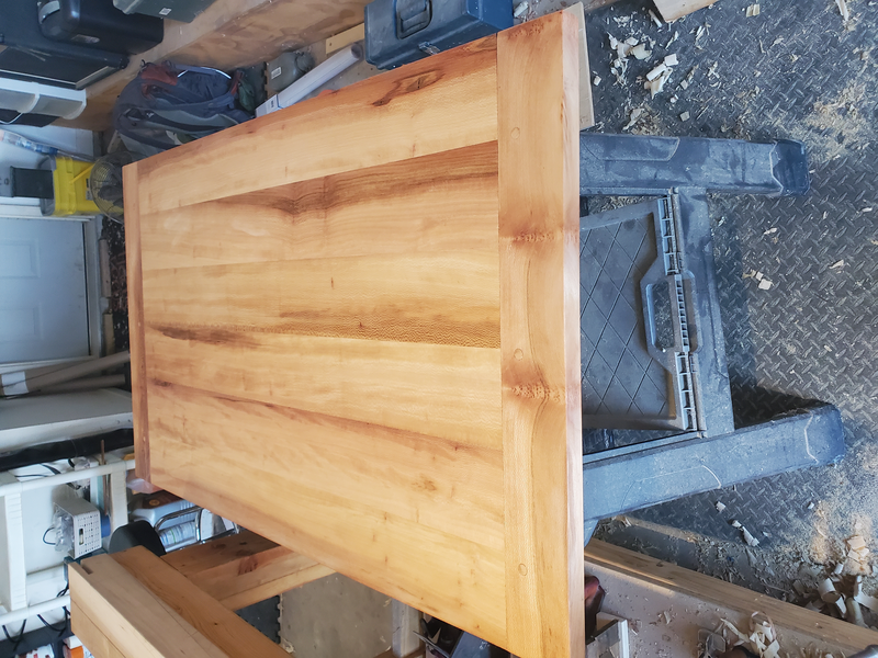 Table top after a number of coats of boiled linseed oil