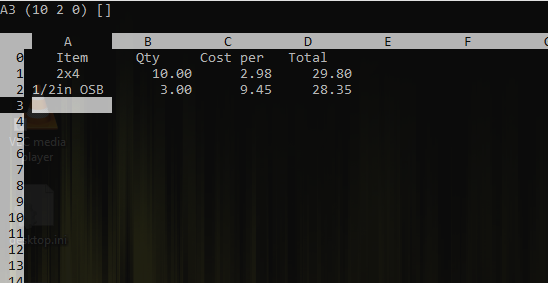 A simple spreadsheet calculating lumber costs in SC